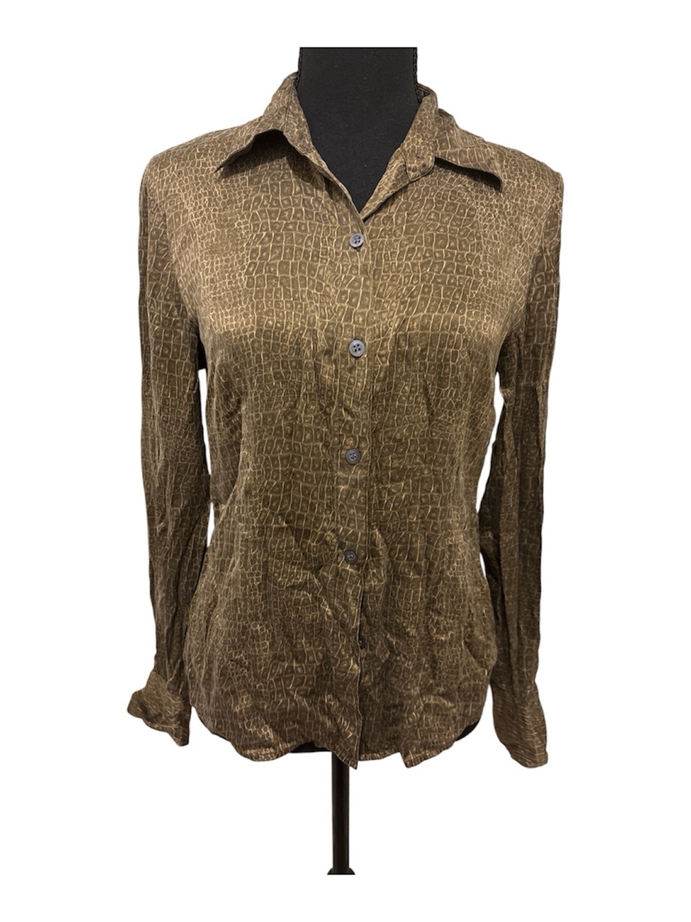 New York & Company Faux-Croc Button-Down Blouse